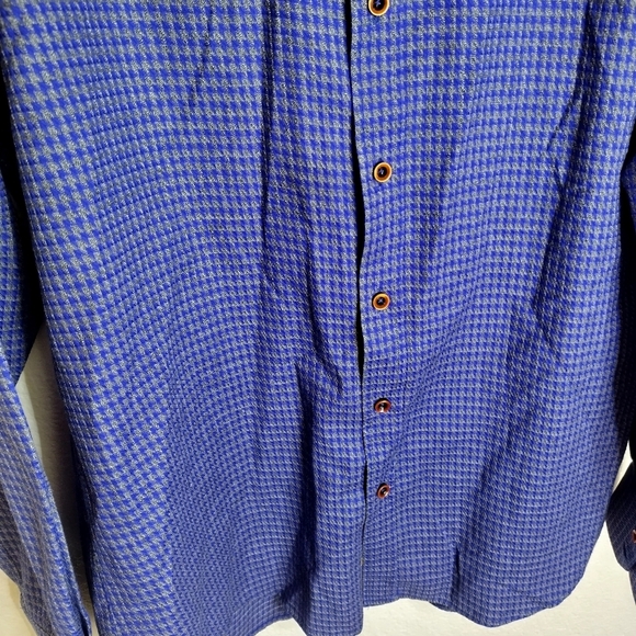Robert Graham Houndstooth Button Down Shirt Flip Cuff Sz L - Picture 3 of 10